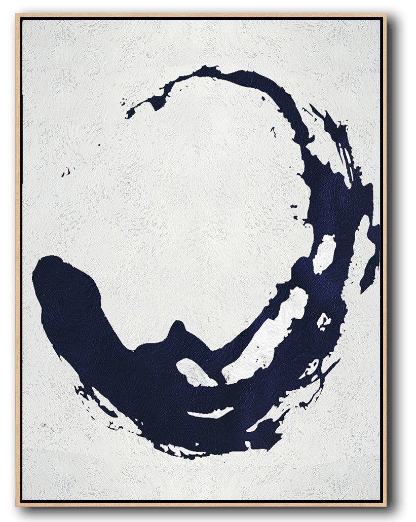 Buy Hand Painted Navy Blue Abstract Painting Online - Photos Into Canvas Art Huge